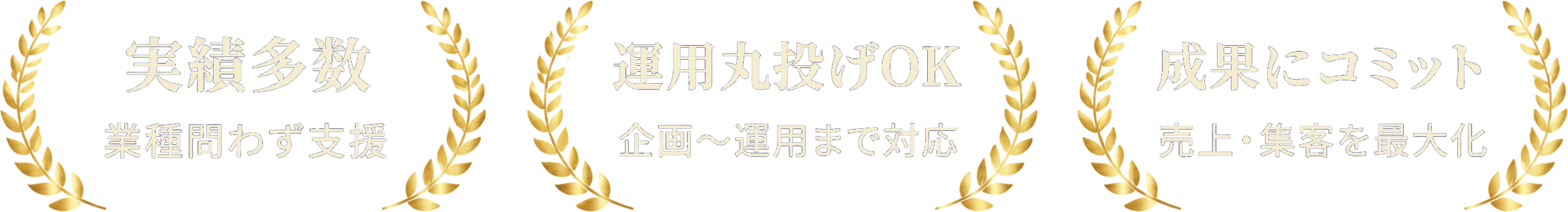 実績多数 業種問わず支援／運用丸投げOK 企画〜運用まで対応／成果にコミット 売上・集客を最大化